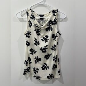 Ann Taylor Black and White Floral Sleeveless Tank